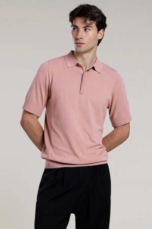 regular polo roze fijn gebreid