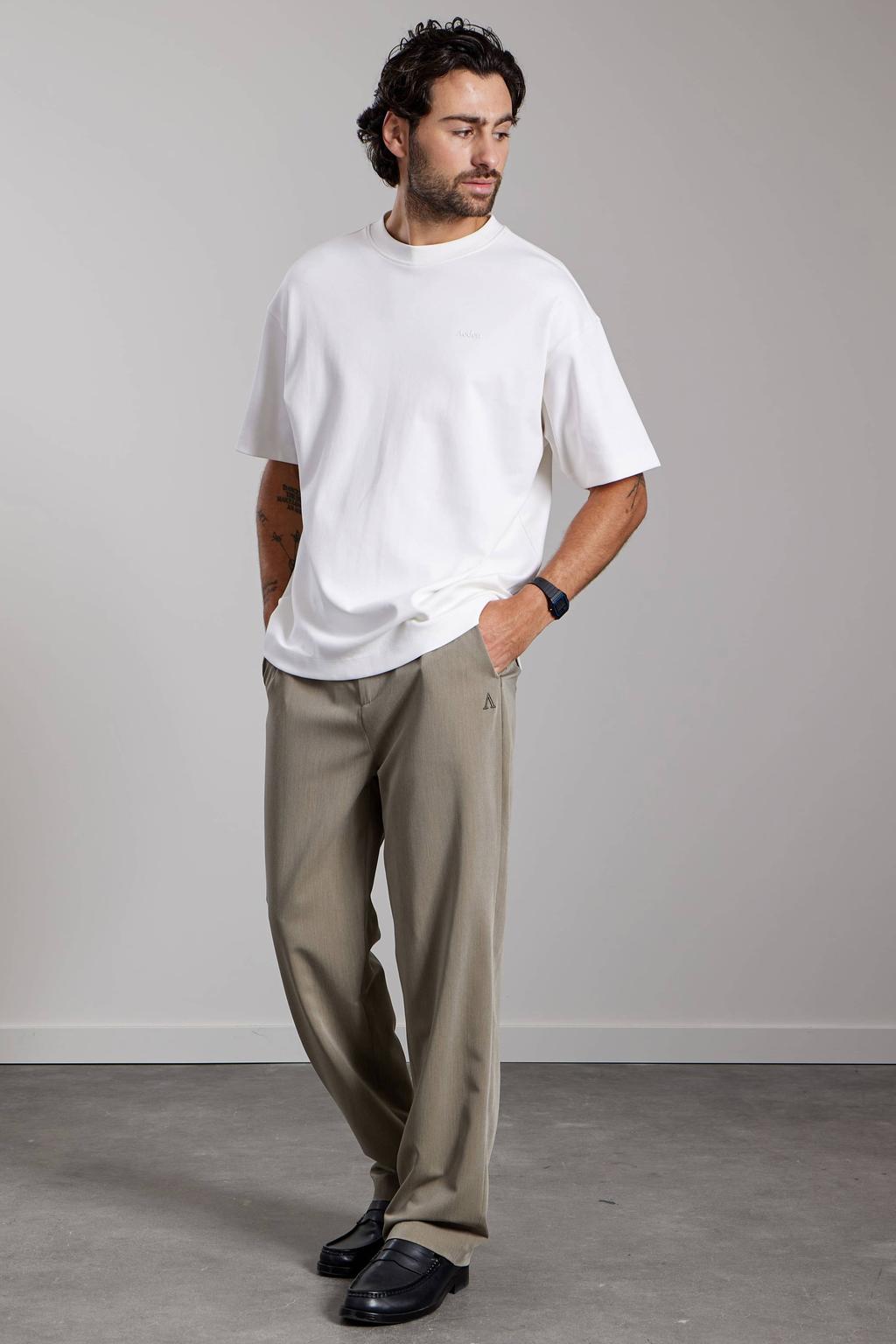 Witte heren Aeden oversized T-shirt van katoen met backprint, korte mouwen en ronde hals