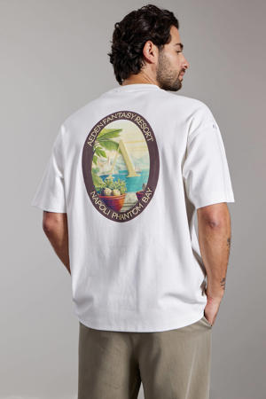 oversized T-shirt met backprint wit