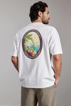 oversized T-shirt met backprint wit