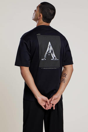 oversized T-shirt met backprint zwart