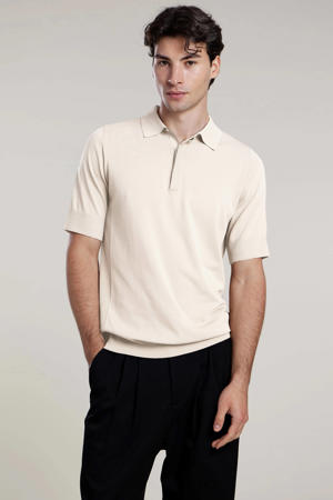 regular polo beige fijn gebreid
