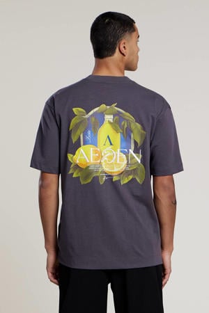 regular T-shirt met backprint grijs