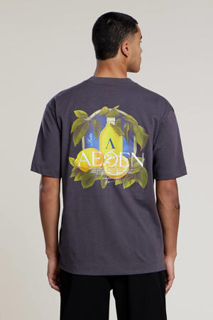 regular T-shirt met backprint grijs
