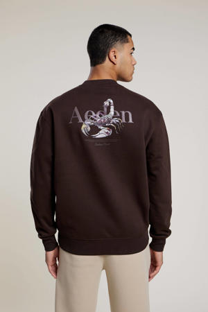 sweater met backprint donkerbruin