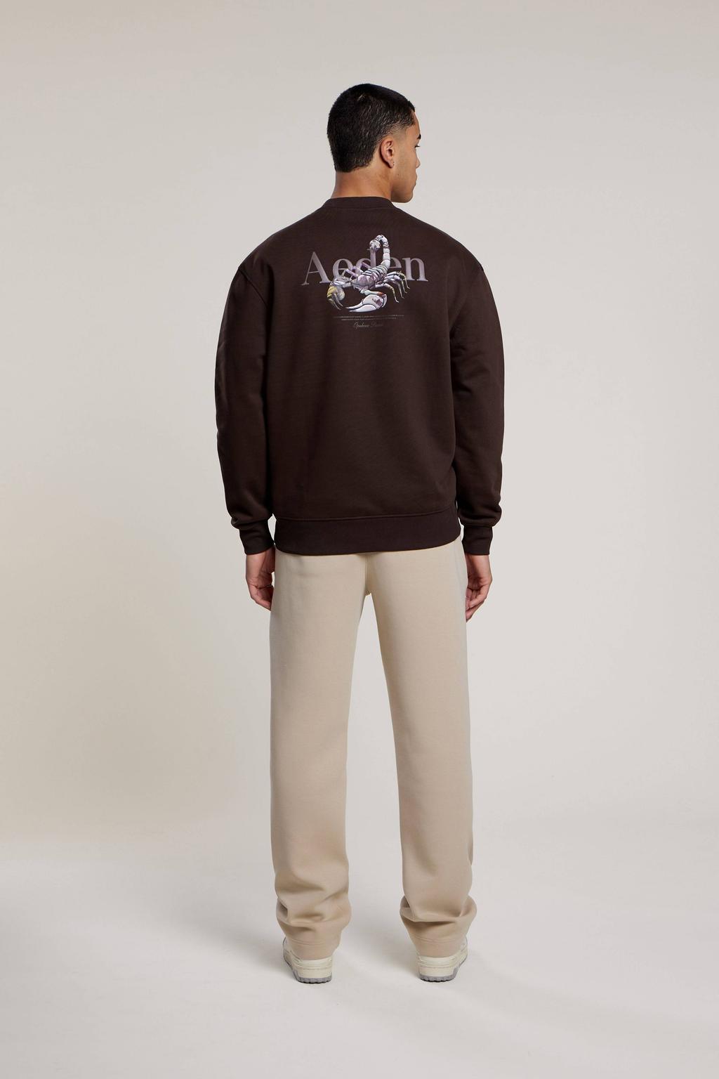 Aeden sweater met backprint donkerbruin