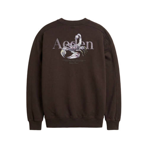 Aeden sweater met backprint donkerbruin afbeelding