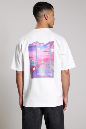 oversized T-shirt met backprint wit