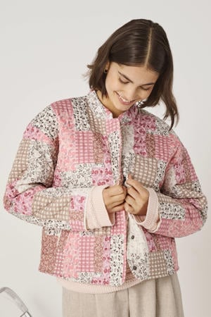shacket quilted roze