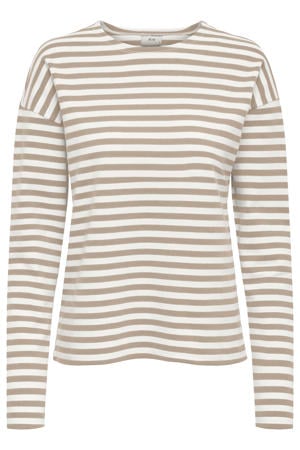 gestreepte longsleeve beige
