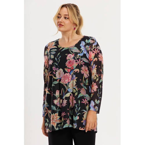 YOEK gebloemde top zwart afbeelding