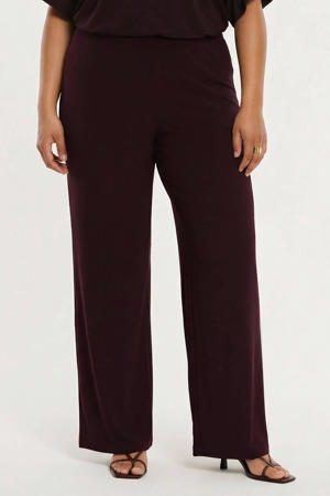 wide leg regular waist broek donkerrood
