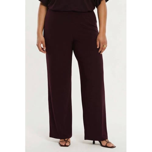 YOEK wide leg regular waist broek donkerrood afbeelding