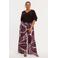 YOEK Wide leg high waist gebloemde broek donkerrood