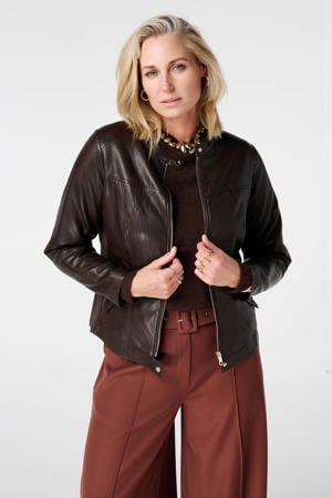 Biker jacket donkerbruin