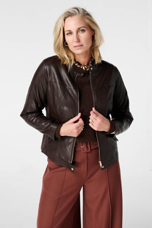 Biker jacket donkerbruin