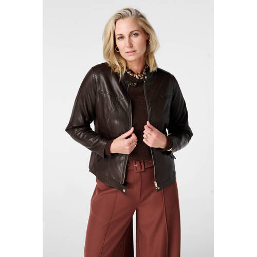 MS Mode Biker jacket donkerbruin afbeelding