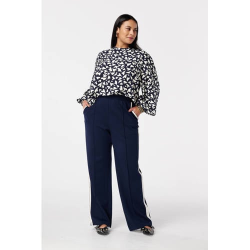 MS Mode blousetop met hartjes donkerblauw afbeelding