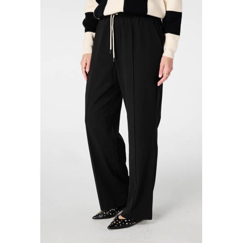 MS Mode straight regular waist broek zwart afbeelding