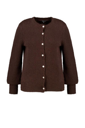 gebreid vest met wol donkerbruin