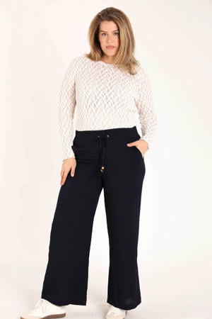 viscose wide leg broek Plus Size - marineblauw