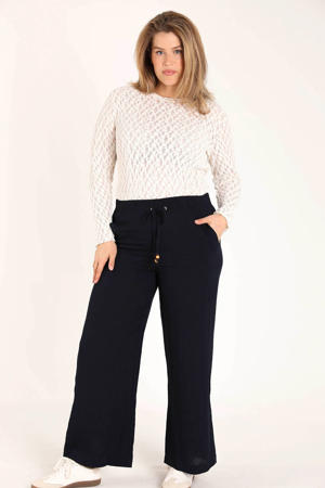viscose wide leg broek Plus Size - marineblauw