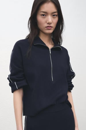 gestreepte schipperstrui donkerblauw