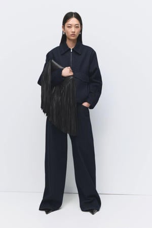 high waist wide leg jeans dark blue denim