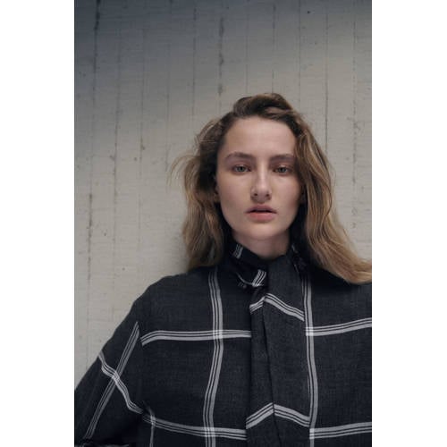 Mango geruit blouse zwart afbeelding