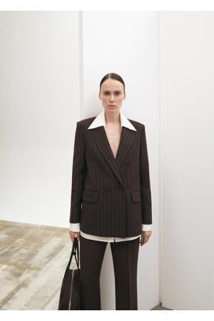 oversized blazer met krijtstreep bruin