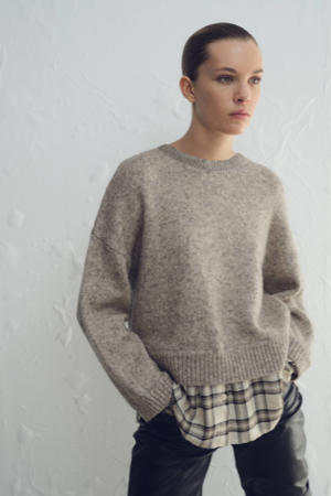 geruit pullover met wol beige