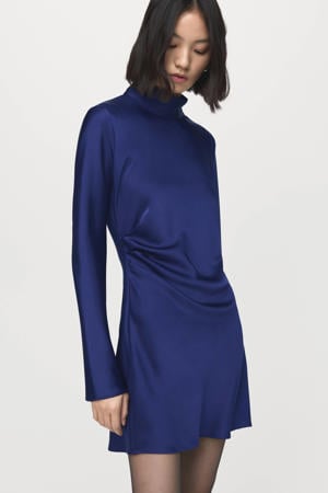 satijnen A-lijn jurk donkerblauw