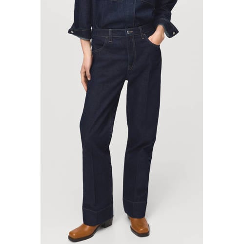 Mango straight leg jeans dark blue denim afbeelding