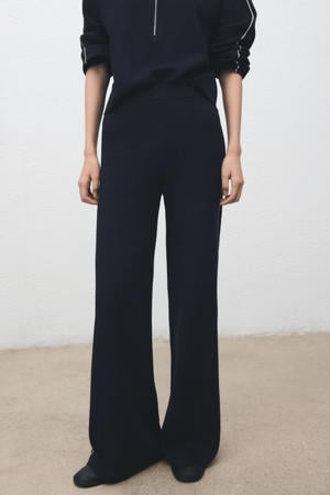 Wide leg high waist broek donkerblauw