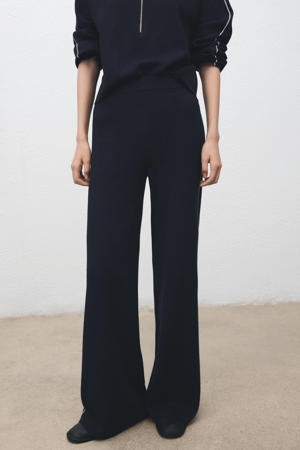 Wide leg high waist broek donkerblauw