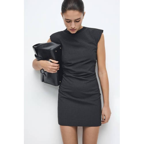 Mango mini jurk met krijtstreep grijs afbeelding