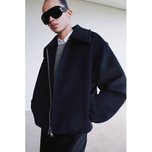 Mango wollen bomberjack marineblauw afbeelding
