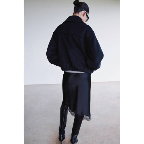 Mango wollen bomberjack marineblauw afbeelding