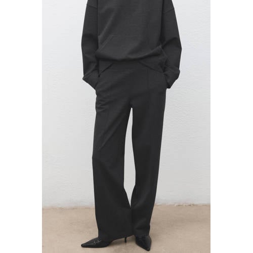 Mango baggy regular waist casual broek antraciet afbeelding