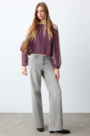 low waist wide leg jeans grey denim