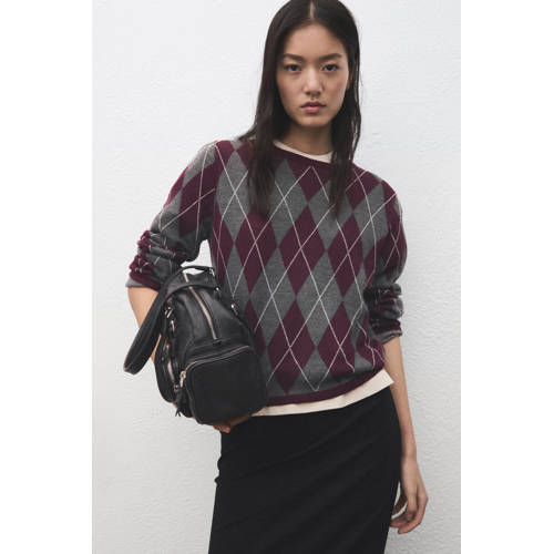 Mango geruit pullover grijs afbeelding