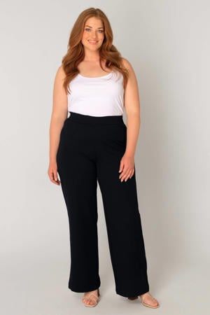 straight high waist broek donkerblauw