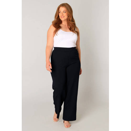 Base Level Curvy straight high waist broek donkerblauw afbeelding