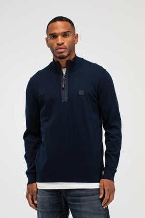 trui fijn gebreid donkerblauw
