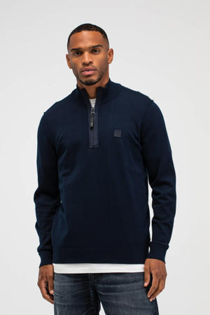 trui fijn gebreid donkerblauw