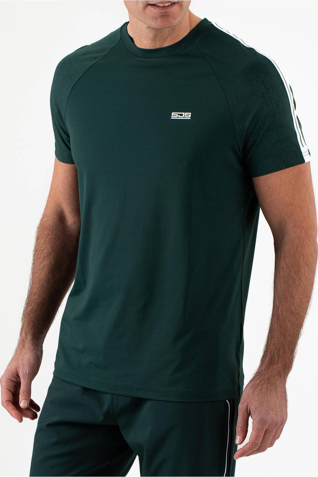 Groene heren Sjeng Sports sportshirt Bodie van polyester met korte mouwen en ronde hals