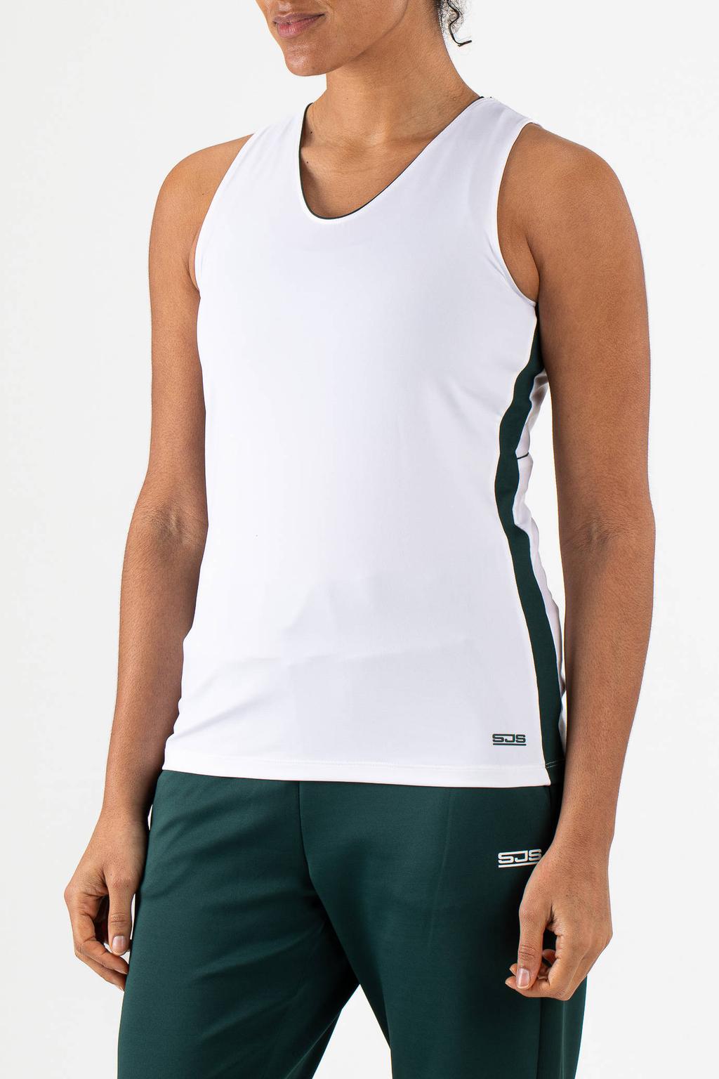 Wit en groene dames Sjeng Sports sporttop Jermaine van polyester met V-hals