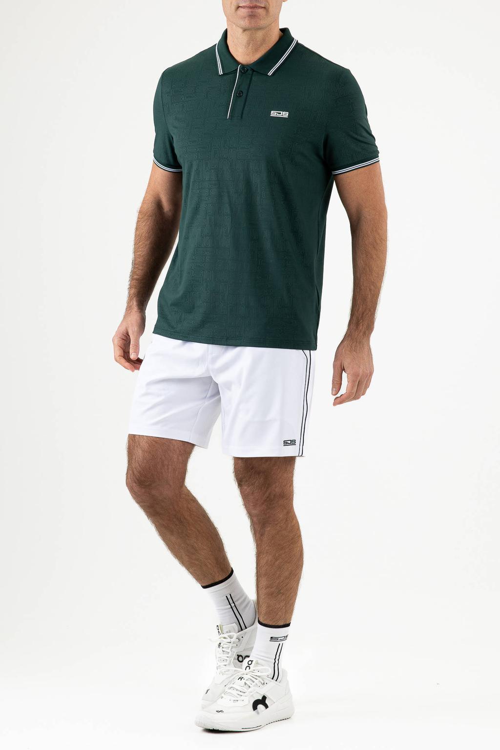 Groene heren Sjeng Sports sportpolo Chiel van polyester met korte mouwen, klassieke kraag en knoopsluiting