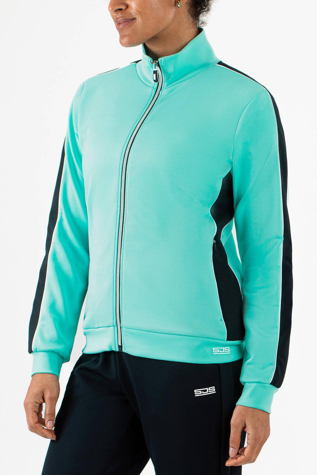 Blauwe dames Sjeng Sports trainingsjack Francoise van polyester met lange mouwen en opstaande kraag