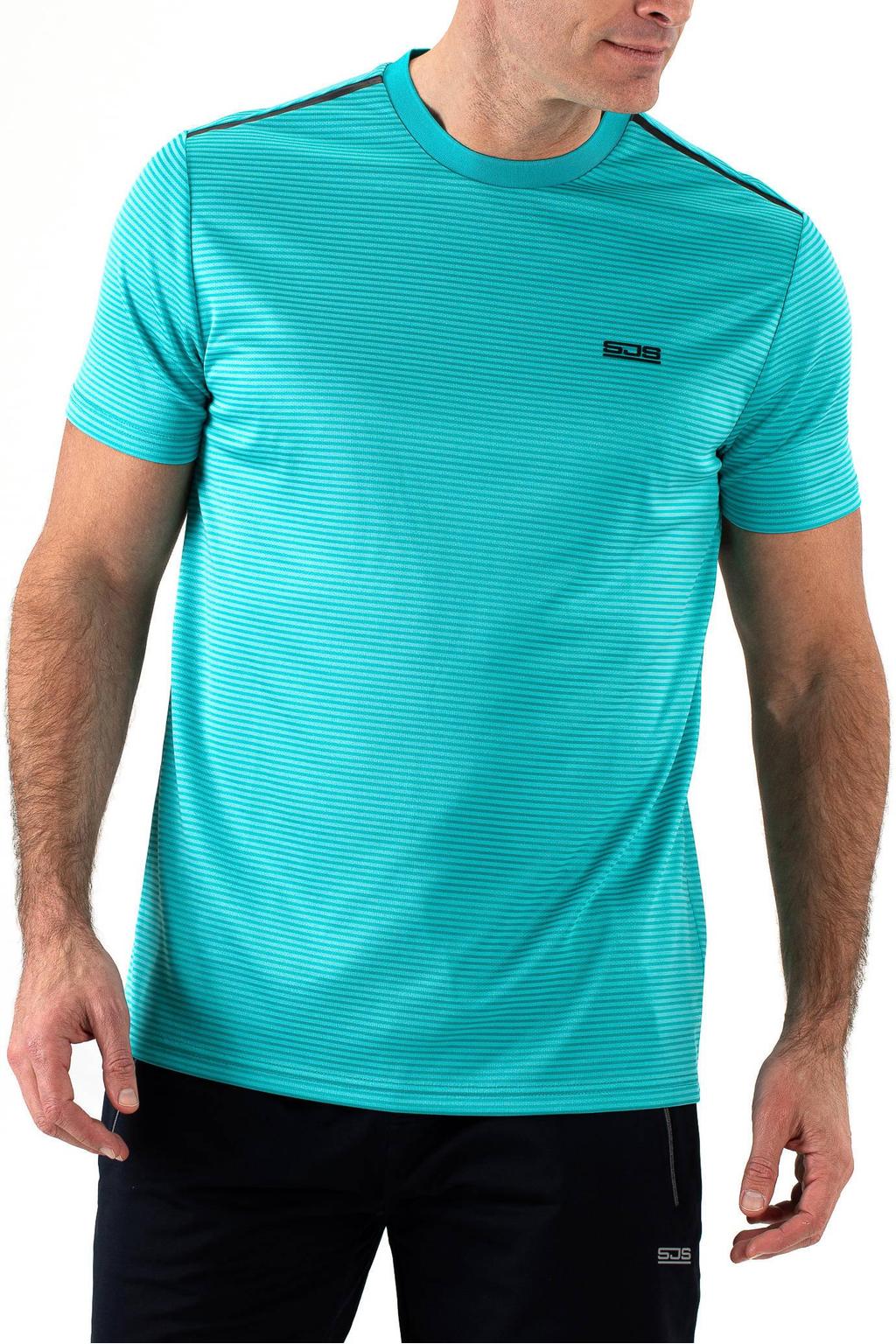 Lichtblauwe heren Sjeng Sports sportshirt Tex van polyester met korte mouwen en ronde hals